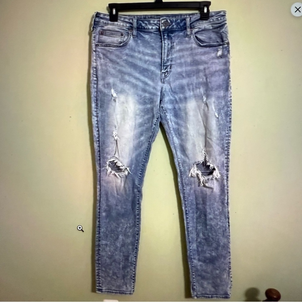 American Eagle distressed men’s tall jeans size‎ 36 waist relaxed y2k